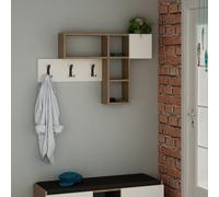DECORTIE Game Suspension,Portemanteau mural chêne foncé- blanc, 100 x 15 x 61 cm