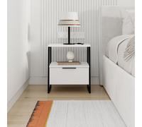DECORTIE Pal Moderne Table de nuit blanche multi-usage , 45 x 40 x 50 cm