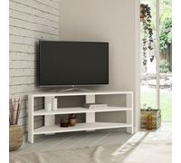 DECORTIE Thales Téléviseur d'angle moderne Centre multimédia Coin TV Blanc 110 x 36 x 45 cm