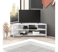 DECORTIE Thales Téléviseur d'angle moderne, centre multimédia, coin TV, effet marbre blanc, 110 x 36 x 45 cm