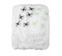 DEGUISE TOI - Décoration toile d'araignée blanche avec araignées 500 g Halloween - 1 Décoration toile d'araignée - Taille Unique - Noir - Halloween - - - Halloween