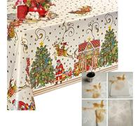 Decoser Nappe de Noël - Nappe en Vinyle avec Envers en Flanelle, Facile à Nettoyer, Nappe imperméable, de Forme rectangulaire, pour Noël