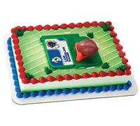 DECOSET Lot de 3 décorations de gâteau NFL Los Angeles Rams Football & Tee & Tee & Tee & Football, produit sous licence de la NFL, décorations de gâteau d'anniversaire pour s'amuser après la fête