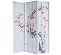 Décoshop26 Paravent 3 Panneaux Japonais en Bois Blanc 132x175 cm PAR06016