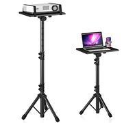 DECOSIS Trépied pour projecteur de 59,7 cm à 118,1 cm, trépied pour ordinateur portable réglable en hauteur avec support de téléphone en col de cygne, support de sol pour ordinateur portable pour