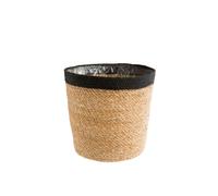 DECOSTYL-Cache-pot vannerie naturelle avec rebord noir coloris beige - 20,5 x 19,5 x 16 cm