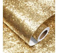 Decotalk Pailleté Papier Peint Champagne or 40X900cm Papier Peint Adhesif Mural Doré Brillant Revetement Mural Adhésif Pour Meuble Décoration de Fte Decoratif Autocollant Chambre Armoire Salon