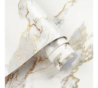 Decotalk Papier Peint Cuisine Marbre Blanc Avec Or Mat 40X300cm Papier Adhesif Pour Meuble Blanc Epais Revtement Plan de Travail Adhésif Lavable Mural Stickers Muraux Salle de Bain Adhesif Rouleau