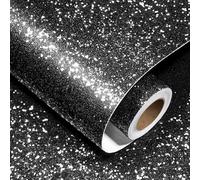 Decotalk Papier Peint Noir Pailleté Brillant 40X300cm Adhesif Pour Meuble Noir Papier Peint Adhesif Mural Pailleté Vinyle Adhésif Cuisine Stickers Muraux Pour Salle de Bain Armoire Décoration de Fte