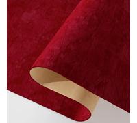 Decotalk Papier Peint Velours Rouge Foncé 40X500cm Papier Peint Adhesif Rouge Autocollant Mural Imperméable pour Meuble Tissu Velours Floqué Rouleau Adhesif Decoratif Boîte à Jeweley Doublure Tiroir
