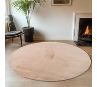 DecoTappi Tapis Modernes Design Beige 120 cm Rond Lavable à Poils Courts antidérapant et Doux, Moderne Unicolore pour Salon, Chambre à Coucher