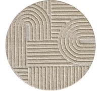DecoTappi Tapis Modernes Design Beige 120 cm Rond Poils Longs, Style bohème scandinave, de Salon, Dos en Jute