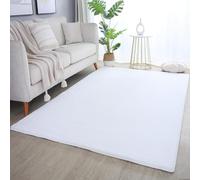 DecoTappi Tapis Modernes Design Blanc 80x250 cm Poils Longs, Couleur Unique, pour Salon, Dos en Coton