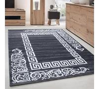 DecoTappi Tapis Modernes Design Gris 200x290 cm Moderne à Cadre méandre Grec et arabesques baroques en Contraste 12 mm