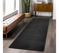 DecoTappi Tapis Modernes Design Noir 120 cm Rond Lavable à Poils Courts antidérapant et Doux, Moderne Unicolore pour Salon, Chambre à Coucher