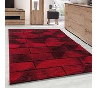 DecoTappi Tapis Modernes Design Rouge 200x290 cm Moderne Mur en Pierre Optique Poils Courte