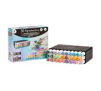 Decotime Lot de 30 marqueurs Aqua à double pointe, plateau décoratif empilable - Lot de stylos pinceaux aquarelle - Non toxiques pour enfants à partir de 3 ans - Stylos de coloriage professionnels