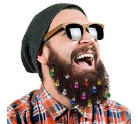 DecoTiny 16pcs Beard Ornaments. 4 Sounding Jingle Bells and 12 Colors of Christmas Baubles. Great Gift Idea! (16 Beard Bells)