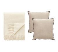 Decotique Cozy Ensemble Coussin et Plaid Beige