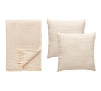 Decotique Crinkle Coussin & Plaid Set Beige