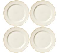 Decotique Fleur Assiette à Dessert 21 cm Set de 4 Blanc/Sable