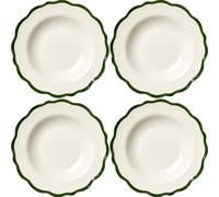 Decotique Fleur Bol 23 cm Lot de 4 Blanc/ Vert Foncé