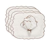 Decotique Gia Sets de Table & Serviettes Lot de 4 Brun/Blanc