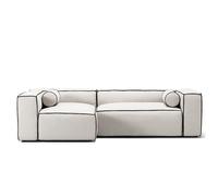 Decotique Grand Canapé 3 Places Hue Divan Gauche Vapeur/ Blanc/Gris Graphite