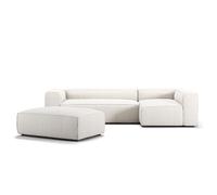 Decotique Grand Canapé 4 Places Divan Ouvert Avec Repose-Pieds Droit Vapeur/ Blanc