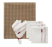Decotique La Tavola & Oliva Set Textile 4 Serviettes + 1 Nappe Brun/Bordeaux
