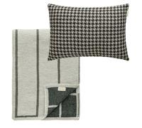 Decotique Noomi & Carmen Set Textile 1 Coussin + 1 Plaid Noir/Vert/Naturel