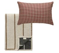 Decotique Noomi & Carmen Set Textile 1 Coussin + 1 Plaid Rouge/Naturel/Chameau