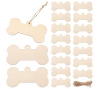 Découpe en Os de Chien en Bois, Étiquette DIY à Suspendre | Bois Beige, Trou Pré-percé et Bords Découpés au Laser, Ficelle Jute 10m Incluse pour Bricolage