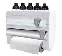 Découpeur de film alimentaire, 3 en 1, porte-rouleau de cuisine mural, distributeur magnétique de film d'aluminium et distributeur de film alimentaire avec couteau tranchant, distributeur de film