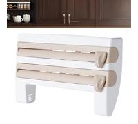 Découpeur de film alimentaire - Distributeur de papier d'aluminium - Organisateur de rouleaux de papier réutilisable pour la cuisine, le stockage des aliments, l'emballage des restes et des collations