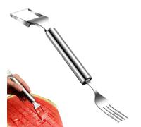 Découpeur de Pastèque - Trancheuse Fourchette à Pastèque - Accessoire de Cuisine Inoxydable 2 en 1 pour Salade Pique-nique Camping Maison