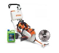 Découpeuse STIHL TS 410 Ø 300 mm avec chariot de guidage, indicateur du sens de coupe et réservoir d'eau 13 L spécial découpe au sol