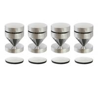 Découpleurs Coloris Chrome Dynavox, Blister de 4 cônes d'isolation pour appareils HiFi, Hauteur réglable