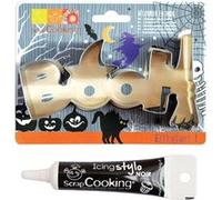 Découpoir à biscuits en inox Booh Halloween + stylo alimentaire noir Scrapcooking