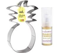 Découpoir à pâtisserie inox XXL Ananas + 1 poudre alimentaire irisée dorée - ScrapCooking Multicolore
