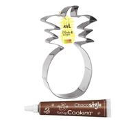 Découpoir à pâtisserie inox XXL Ananas + 1 Stylo chocolat - ScrapCooking Multicolore G