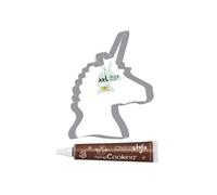 Découpoir à pâtisserie inox XXL Licorne + 1 Stylo chocolat - ScrapCooking Multicolore G