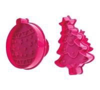 ScrapCooking - 2 Découpoirs Éjecteurs Noël - Sapin & Boule - Découpoirs à Biscuits en 3D - Embosseurs Pâtisserie pour Sablés, Petits Gâteaux - Emporte-Pièces - 2145