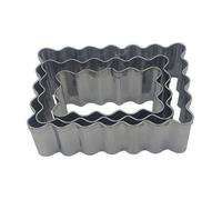 patisse 13706 - Assortiment de 3 découpoirs rectangulaires et dentelés à biscuits type gâteaux petit beurre - inox - 3 tailles : 4.5x2.5cm/5.5x3.5cm/6.5x4.5cm