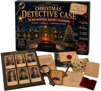 Découverte Calendrier de l'Avent 2026,24 jours de Noël affaire détective | Design unique de 24 tiroirs, idéal en famille, expérience immersive aventure & énigmes, cadeau de Noël à collectionner