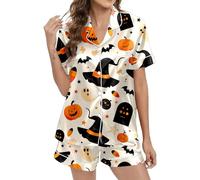 Découvrez des ensembles de pyjama confortables pour femmes - Parfaits pour une tenue décontractée et les thèmes d'Halloween - Ensemble pantalon court pour un confort estival Body Noir Une (White, L)