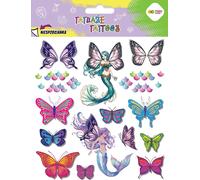 Découvrez la joie avec les tatouages papillons lavables HAPPY COLOR - des motifs colorés pour ajouter de l'éclat à n'importe quelle journée ! Parfait pour toutes les occasions !
