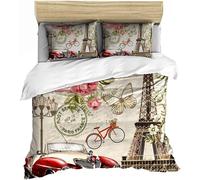 Découvrez Les Ensembles De Housses De Couette Stamp, Housse De Couette Tour De Paris Douce 80 % Microfibre + 20 % Coton, Parure De Lit Avec Fermeture Éclair 2/3 Pieces