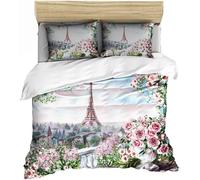 Découvrez Les Ensembles De Housses De Couette Stamp, Housse De Couette Tour De Paris Douce 80 % Microfibre + 20 % Coton, Parure De Lit Avec Fermeture Éclair 2/3 Pieces