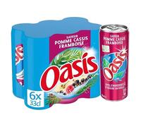 Découvrez l'Harmonie Fruitée Oasis Pomme Cassis Framboise - Pack Slim 6x33cl Boisson Fruitée Pétillante sans Sucres Ajoutés Parfaite Alliance de Saveurs - Le Lot De 3